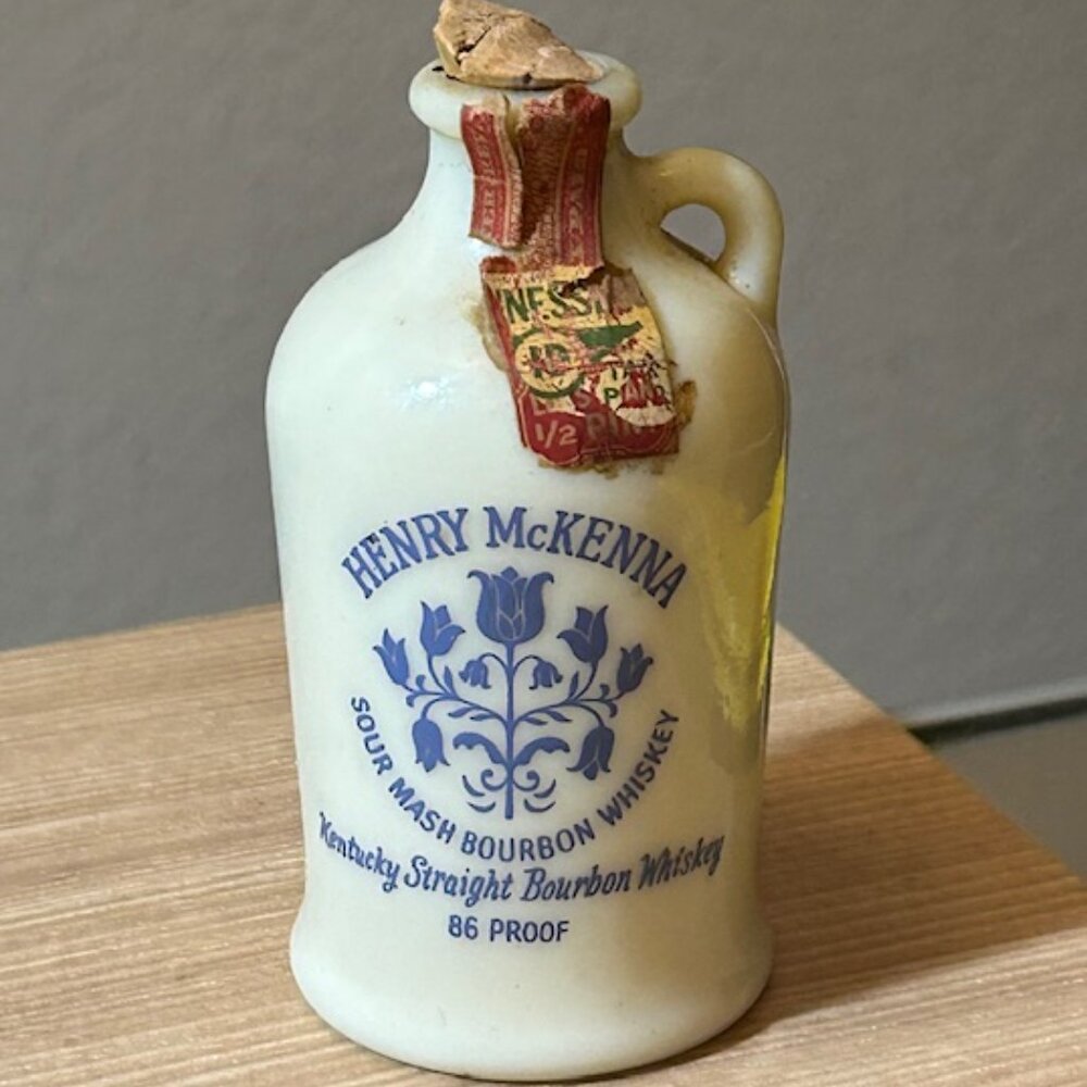 1970’s Vintage Henry Mckenna Bourbon Whisky Miniature Ceramic Jug Bottle